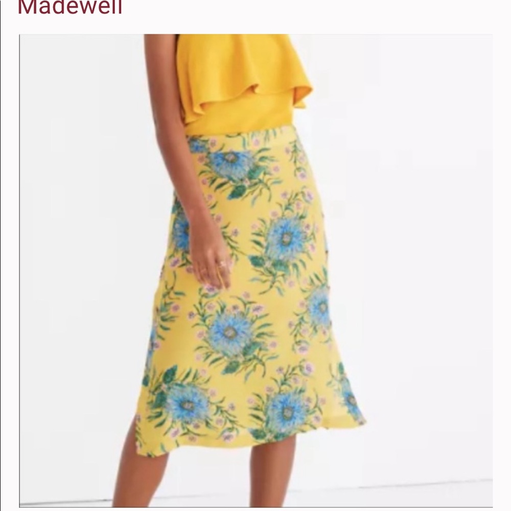 Madewell Silk Side-Button Skirt in Painted Blooms